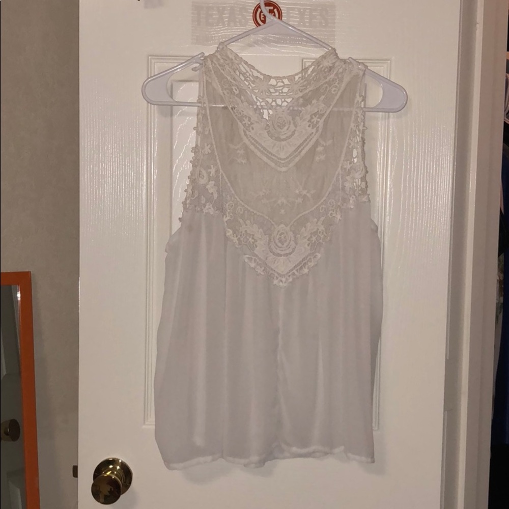 Chevron lace tank top